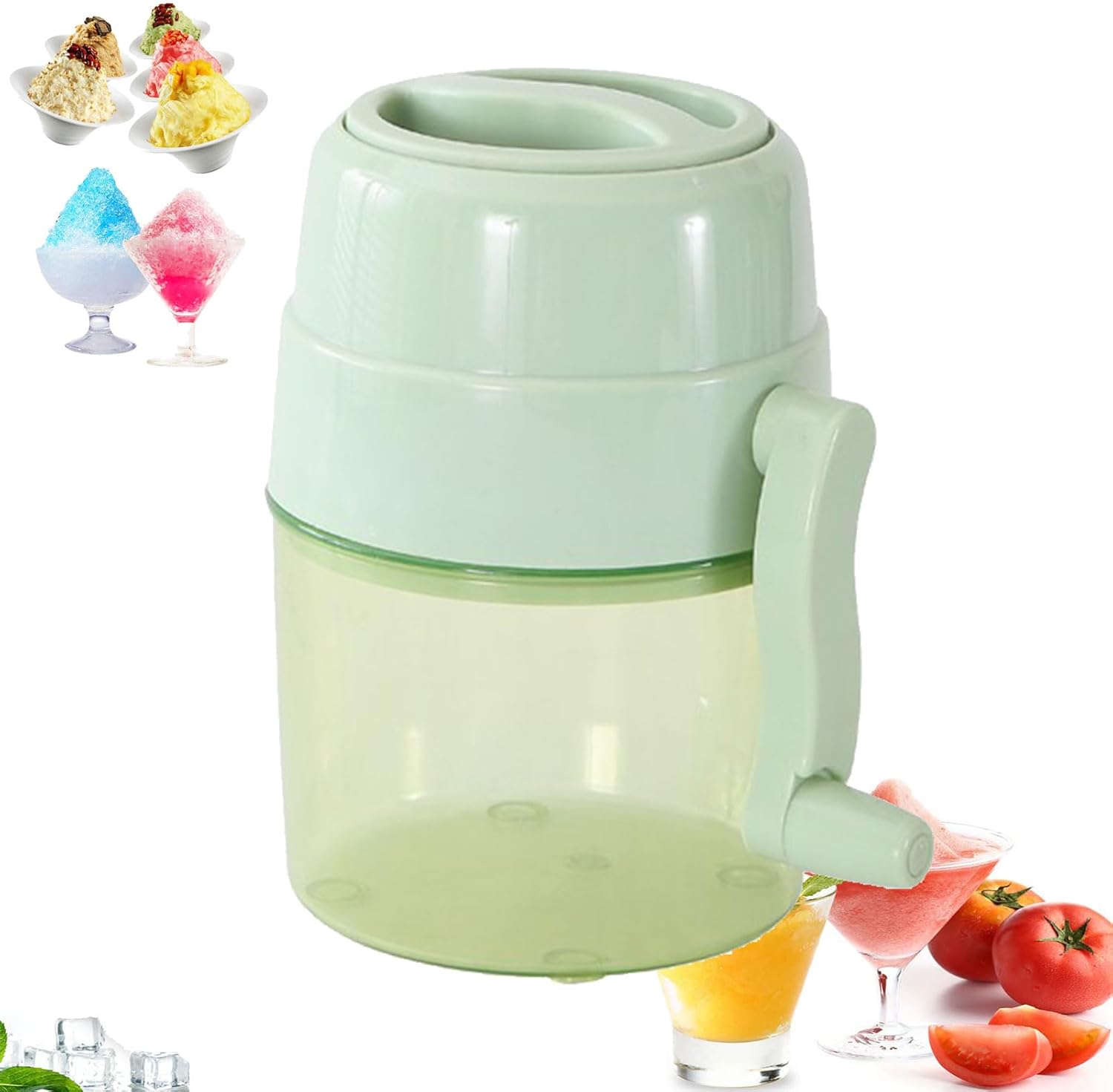 1 Piece Green Manual Multifunctional Slushy Machine Ice Crusher Portable Snow Cone Maker Household Small Ice Breaker for Cafes Restaurants Ice Cream Shops - Image 1