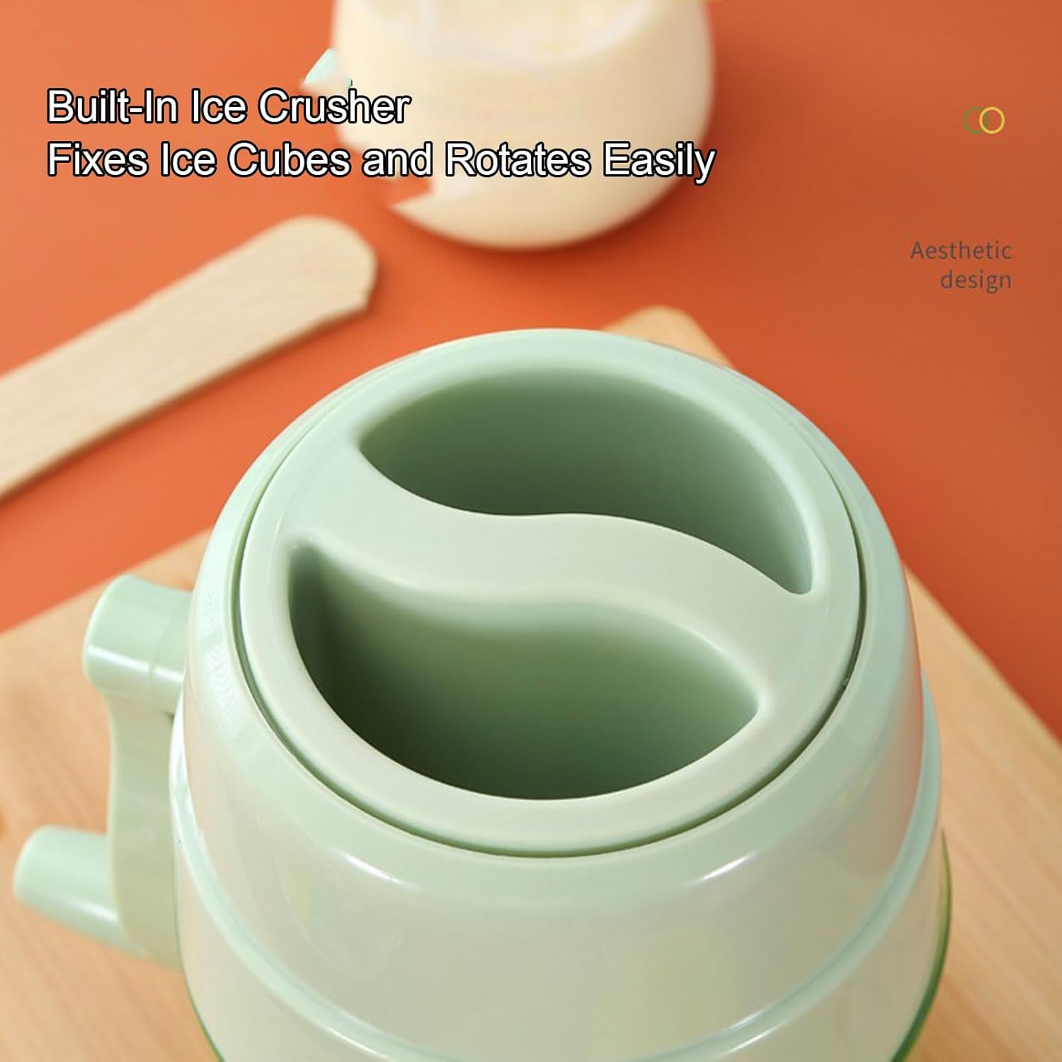 1 Piece Green Manual Multifunctional Slushy Machine Ice Crusher Portable Snow Cone Maker Household Small Ice Breaker for Cafes Restaurants Ice Cream Shops - Image 4