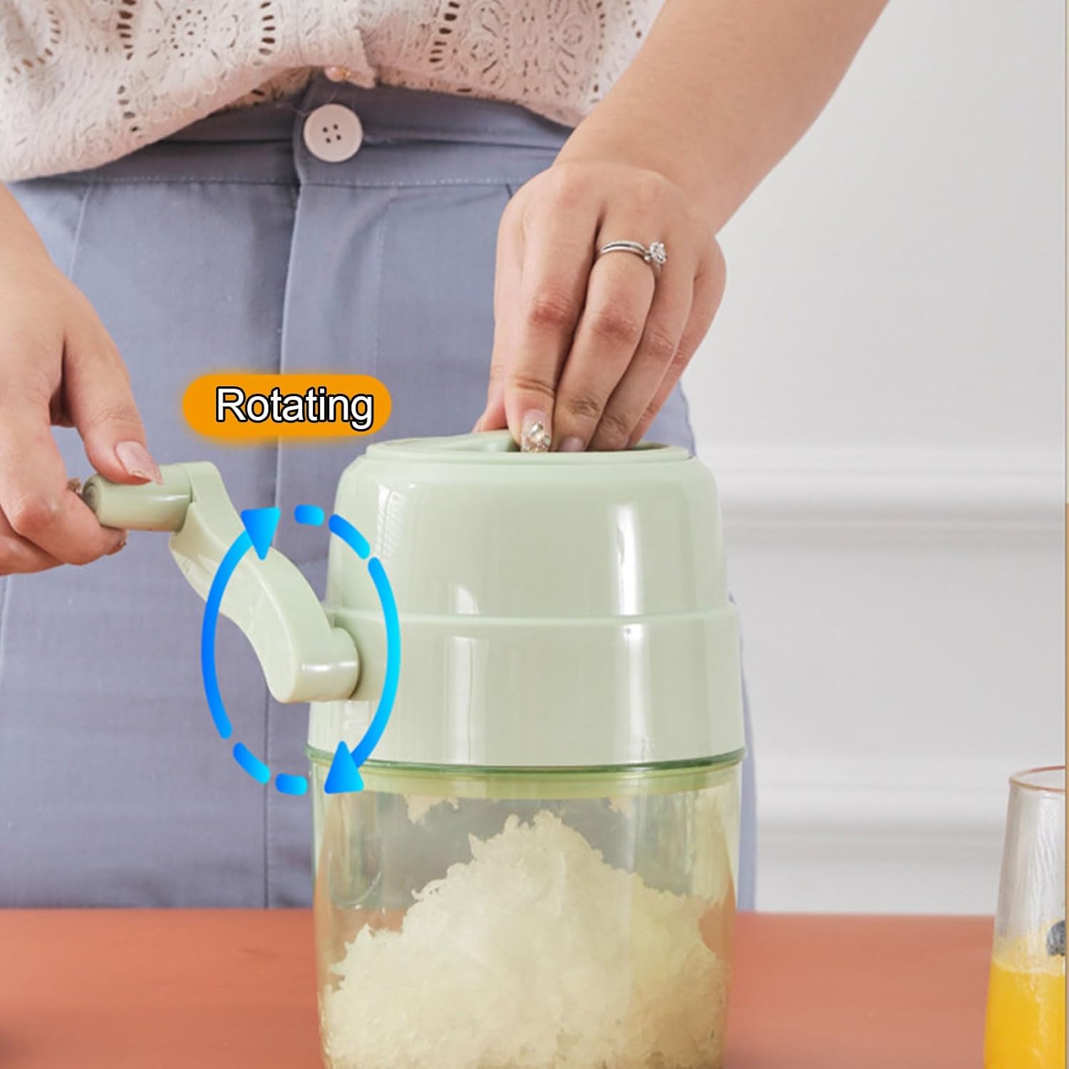 1 Piece Green Manual Multifunctional Slushy Machine Ice Crusher Portable Snow Cone Maker Household Small Ice Breaker for Cafes Restaurants Ice Cream Shops - Image 6