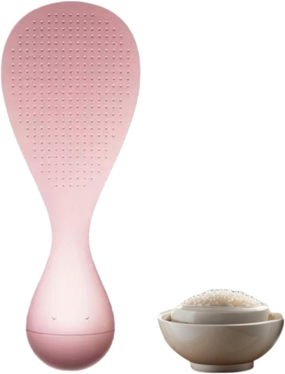 1pc Non-Stick Rice Paddle Spatula - Heat Resistant Scoop for Electric Rice Cooker - Easy to Clean Kitchen Tool - Pink Vertical Design - Image 1