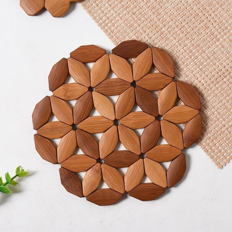 Round Wooden Pot Stand 24cm - Solid Wood Heat Resistant Table Protector for Kitchen & Dining Room - Image 2