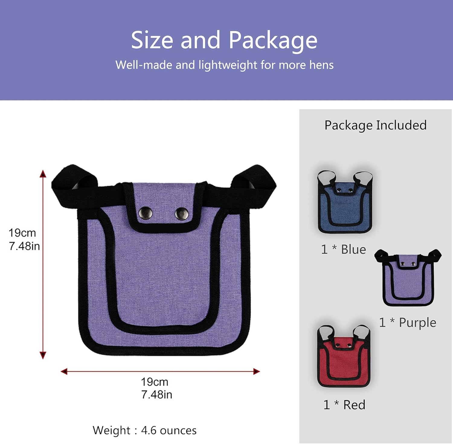 3 Piece Chicken Saddle Set Red/Blue/Purple Elastic Strap Back and Side Protection Poultry Accessories - Image 7
