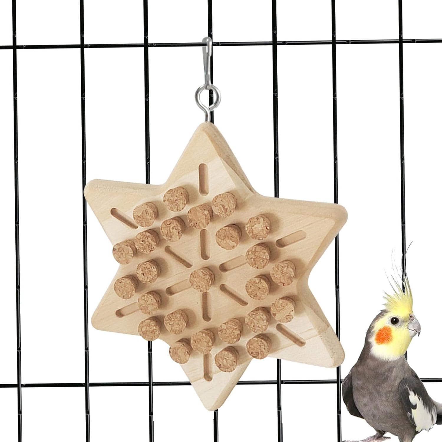 Portable Bird Cage Toy Parrot Chew Plug - Natural Cork Wooden Toy with Tiger Skin Texture for African Grey Timneh Congo Parrots - Image 8