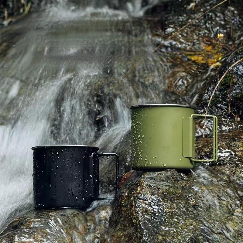 2 Pack Foldable Handle Stainless Steel Camping Mugs 12 oz Portable for Outdoor Picnic Hiking Backpacking Travel Coffee Mug Set - Image 7