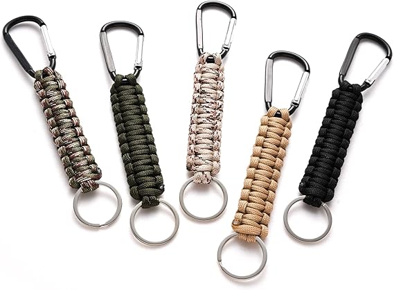 5 Pack Karabiner Keychains with Woven Lanyard Musket Hook for Outdoor Camping Hiking Backpacks - Image 3