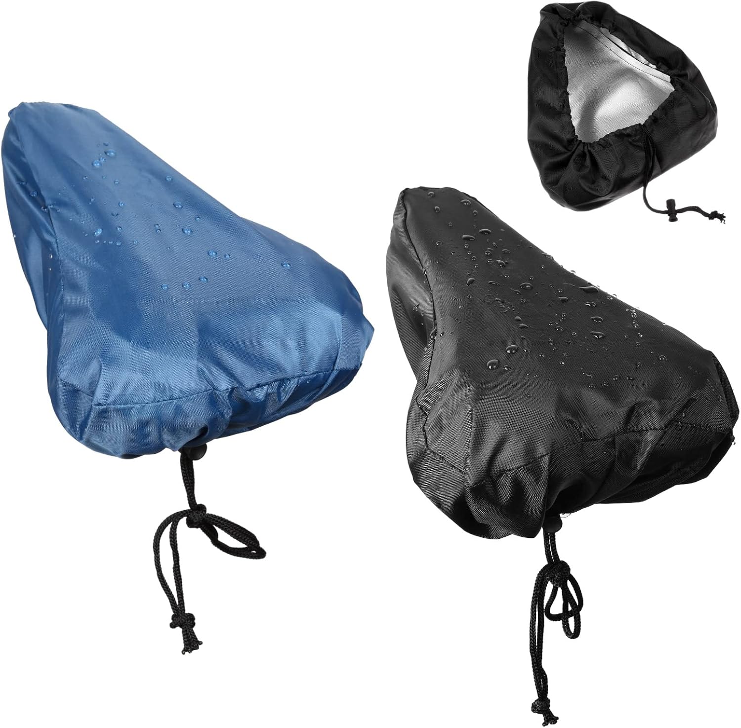 2 Pack Bicycle Saddle Bags Black and Hidden Blue Waterproof Rainproof Material Universal Bike Seat Cover Accessories for Men Women - Image 1