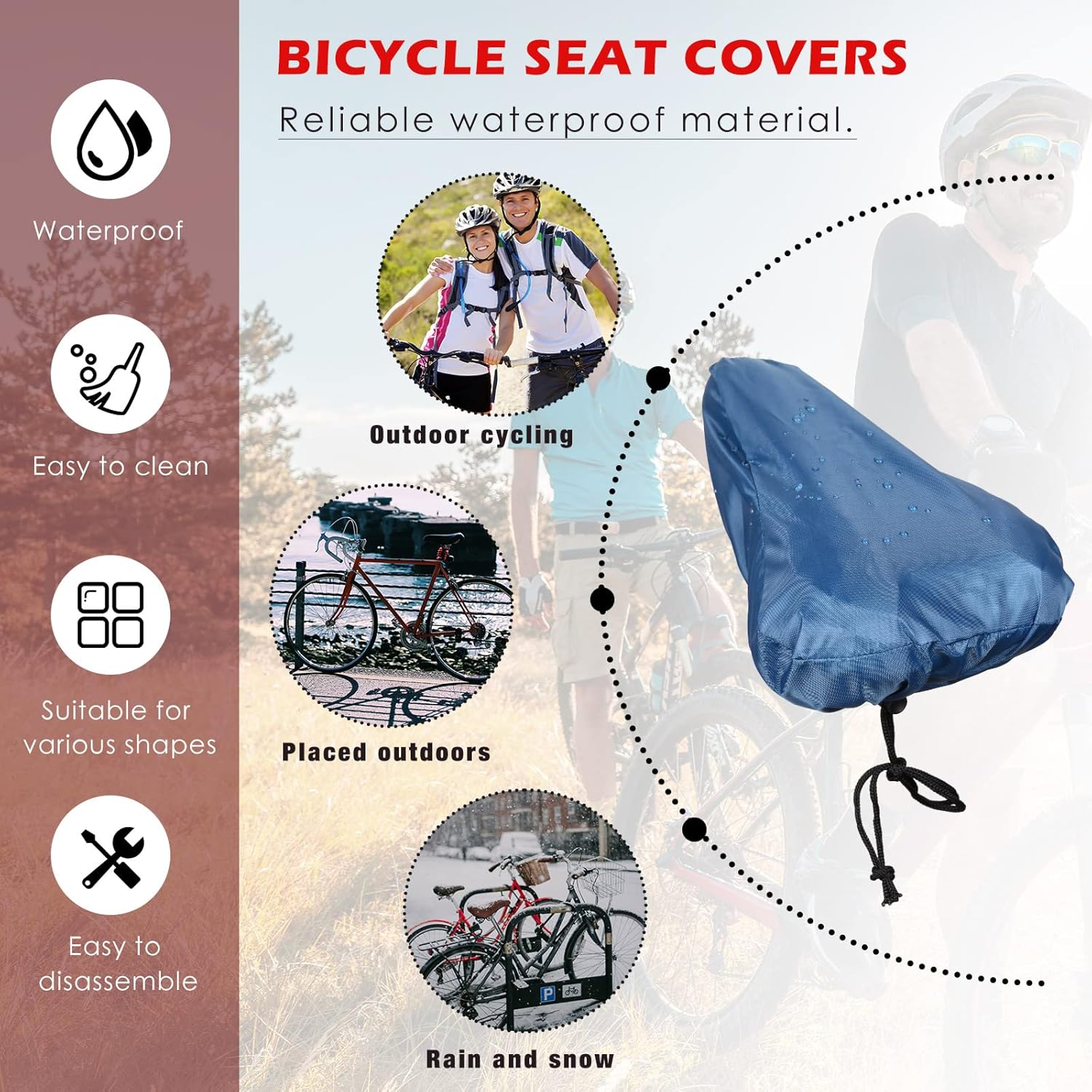2 Pack Bicycle Saddle Bags Black and Hidden Blue Waterproof Rainproof Material Universal Bike Seat Cover Accessories for Men Women - Image 4