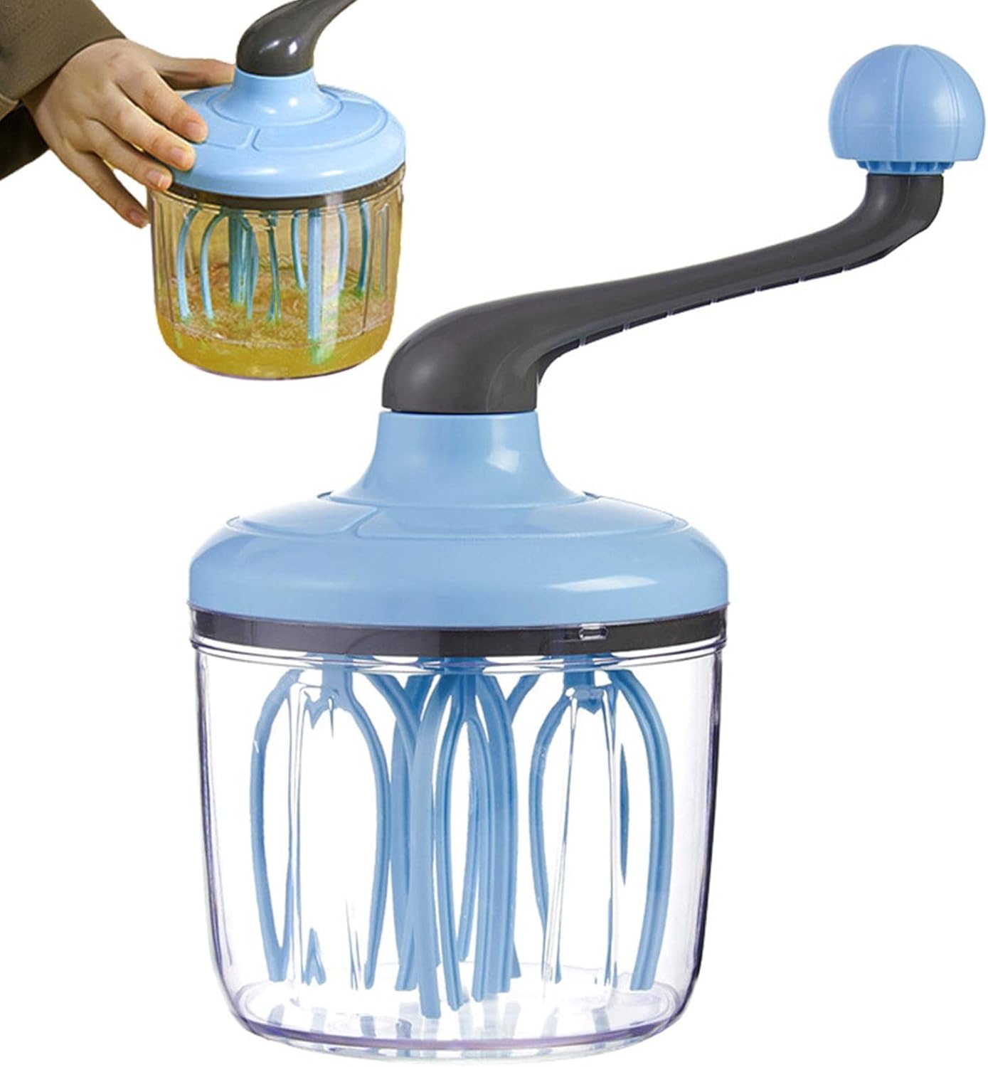 Manual Egg Beater Blue Handheld Butter Mixer Kitchen Baking Tool Accessory - Image 5