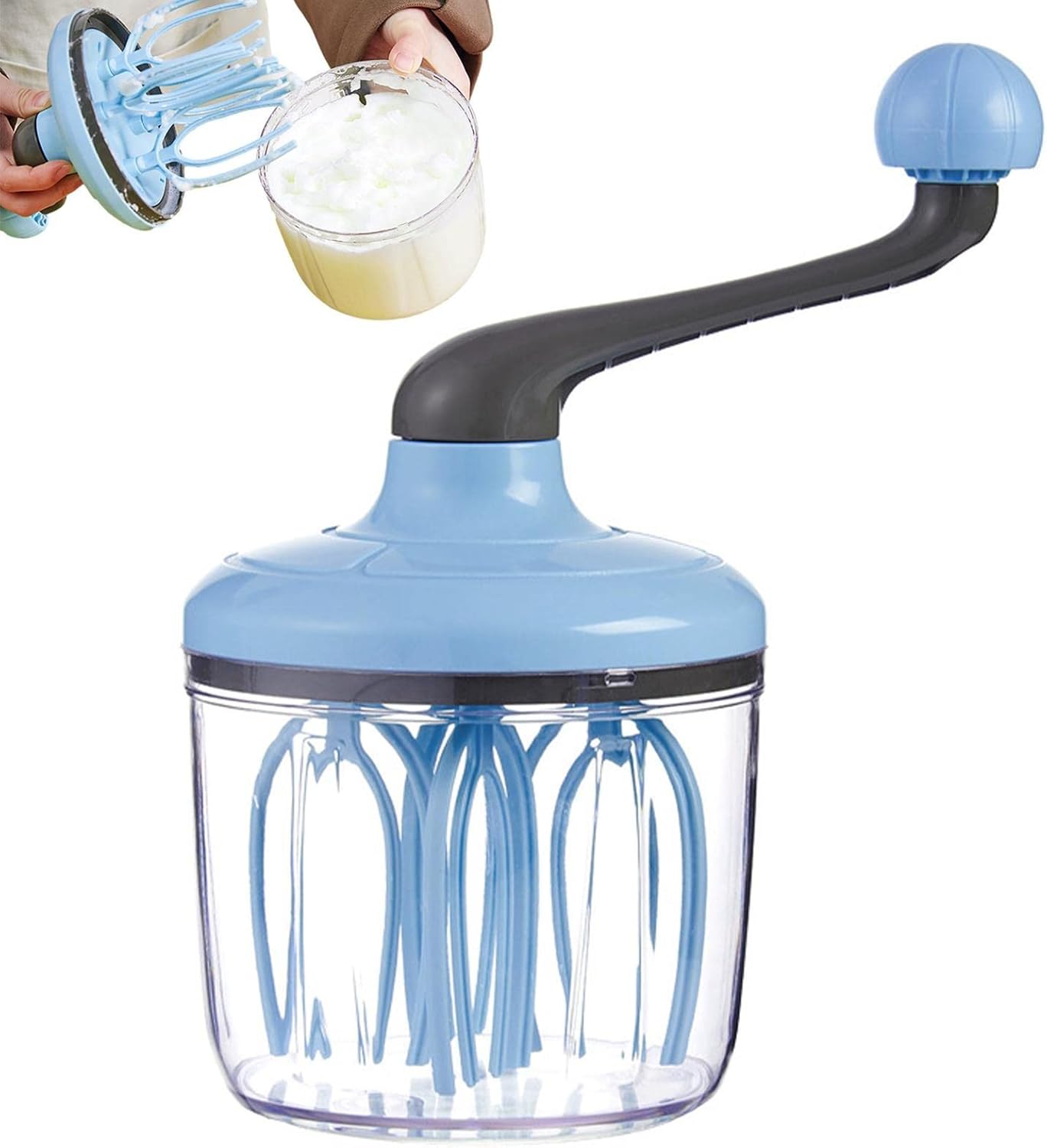 Manual Egg Beater Blue Handheld Butter Mixer Kitchen Baking Tool Accessory - Image 7