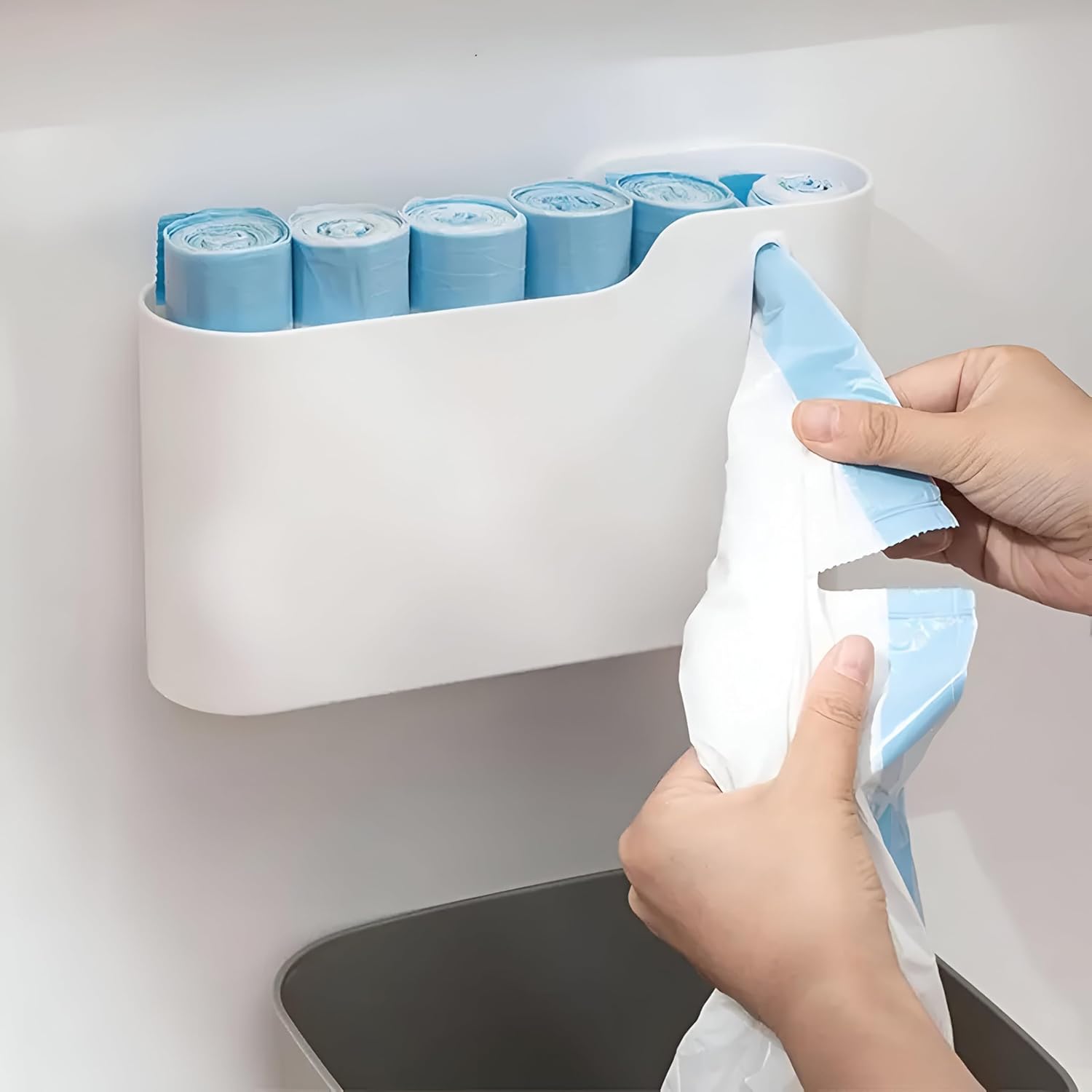 Multifunctional Wall-Mounted Storage Rack Set No Drilling Required Trash Bag Holder Bathroom Dispenser - Image 1