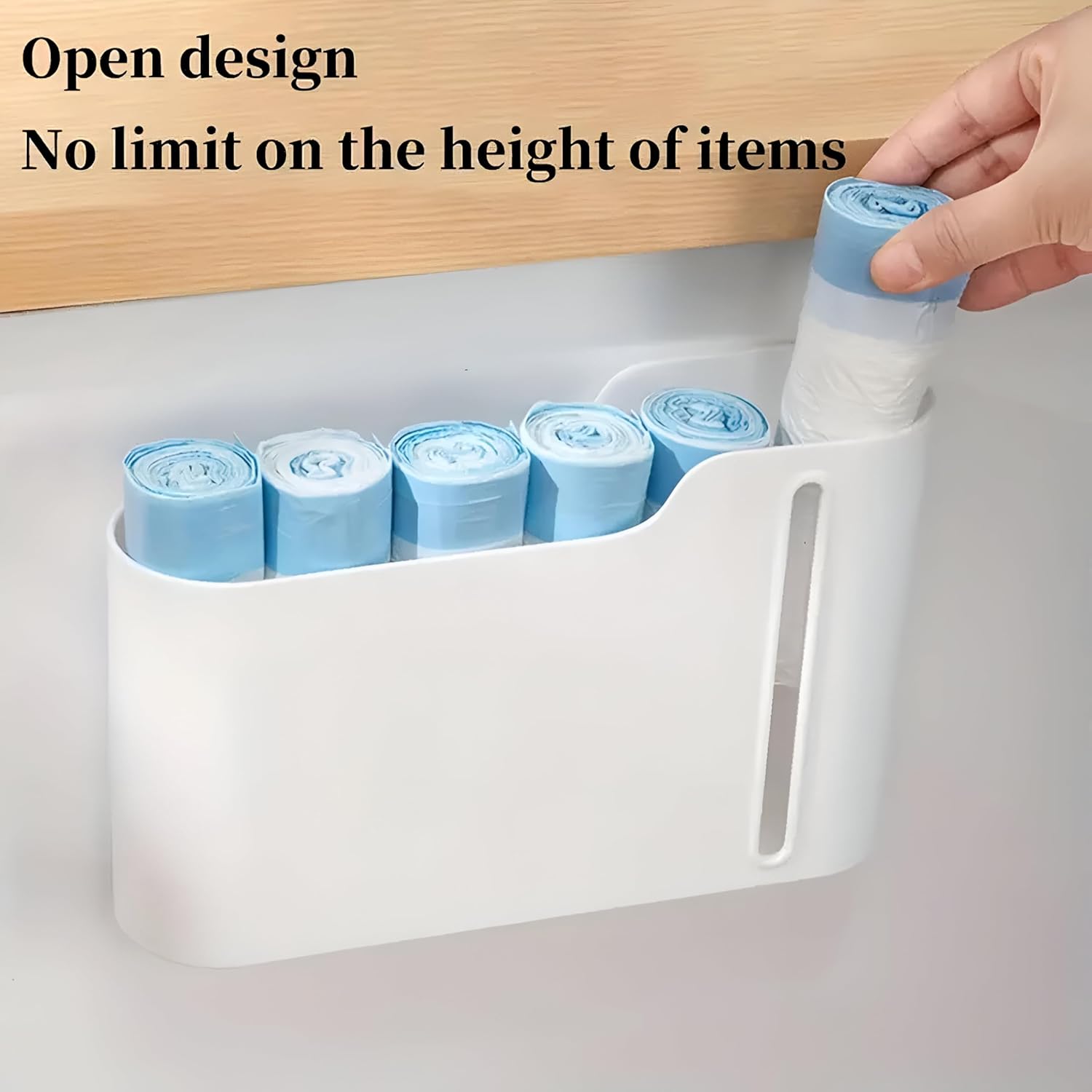 Multifunctional Wall-Mounted Storage Rack Set No Drilling Required Trash Bag Holder Bathroom Dispenser - Image 4