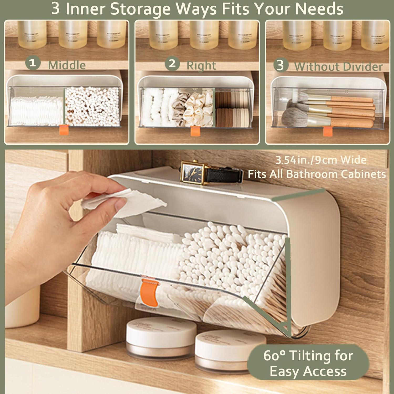 White Storage Box with Lid for Cotton Swabs Cotton Pads Toothpicks Household Organizer - Image 6