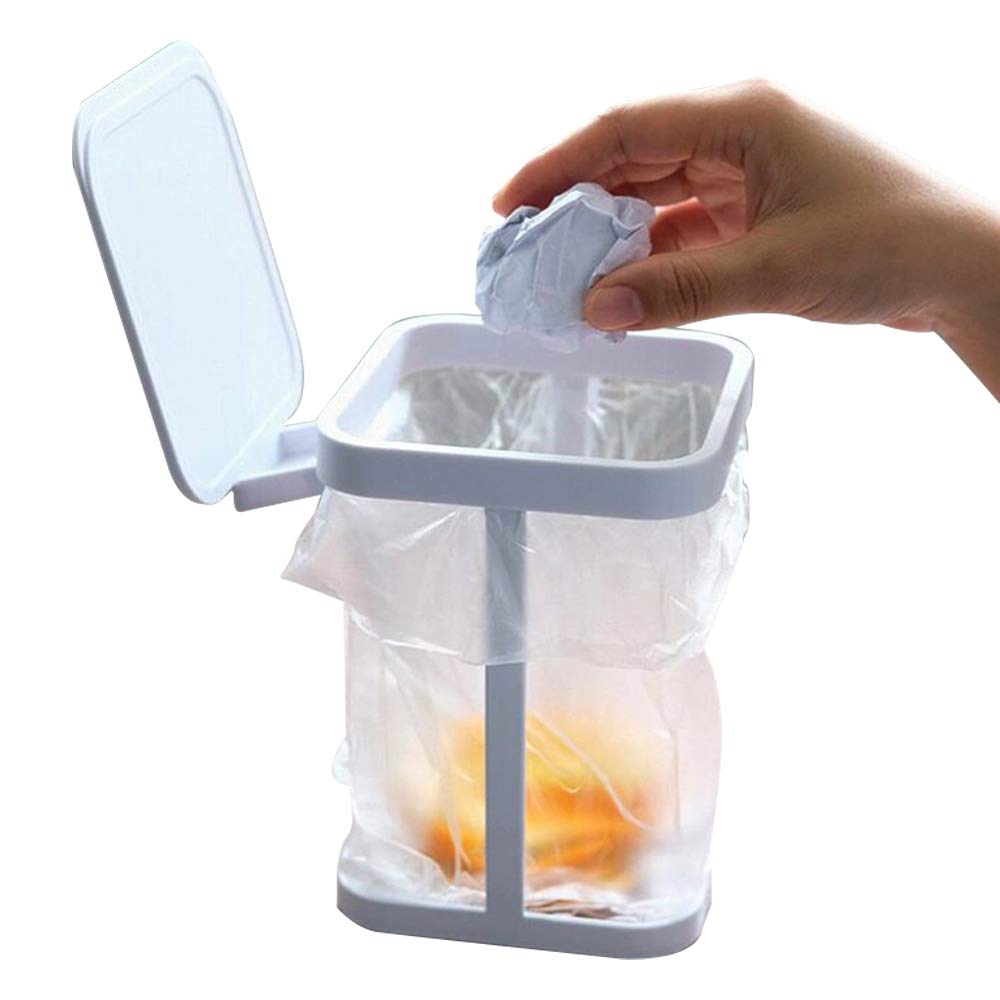 White Kitchen Bedroom Trash Can Rack - 1 Piece Waste Bin Holder for Home Kitchen Use - Image 1