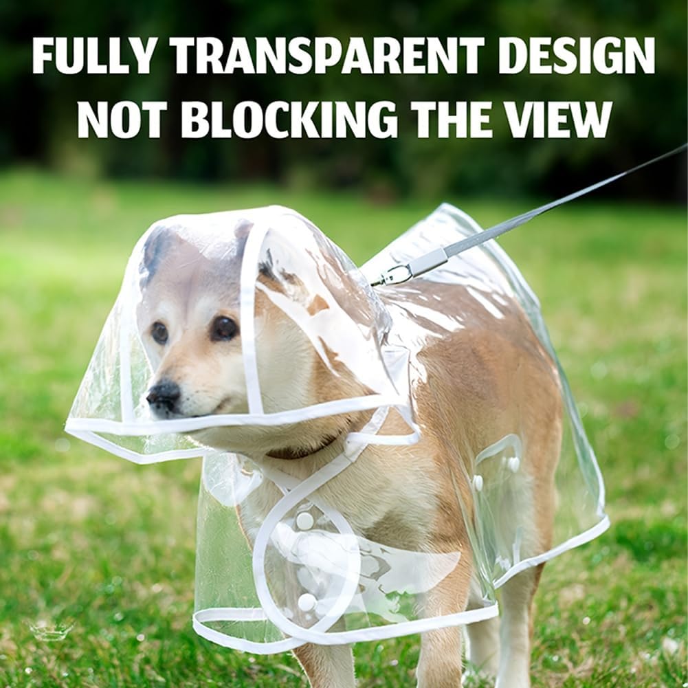 Transparent Dog Raincoat Medium Size - Portable Puppy Rain Jacket with Cape and Hood - Waterproof Outdoor Pet Apparel - Image 2