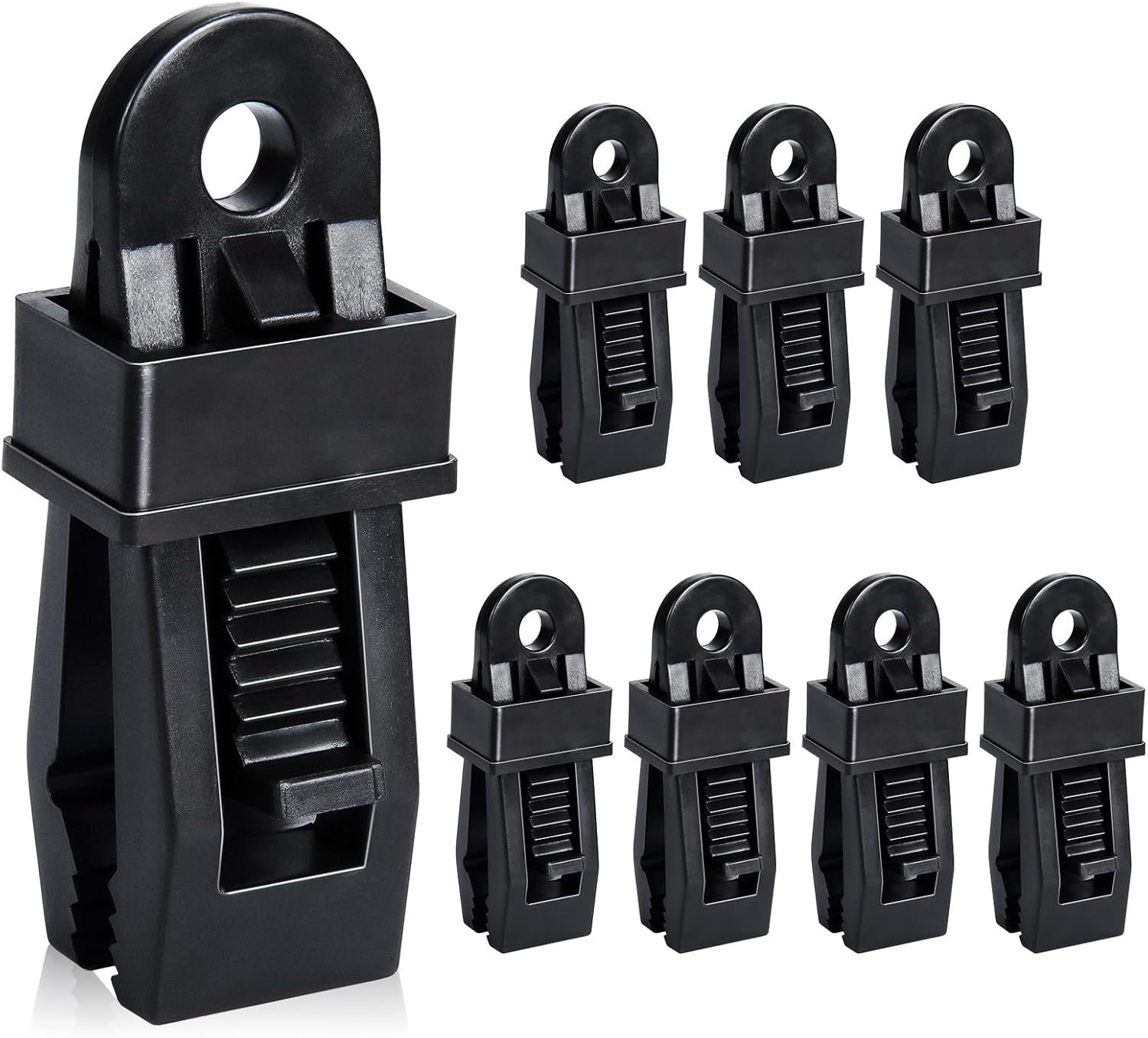 8 Pack Black Tarp Clips with Eyelets Heavy Duty Tent Canvas Clamps for Camping Caravan Awning Boat Outdoor Use - Image 1