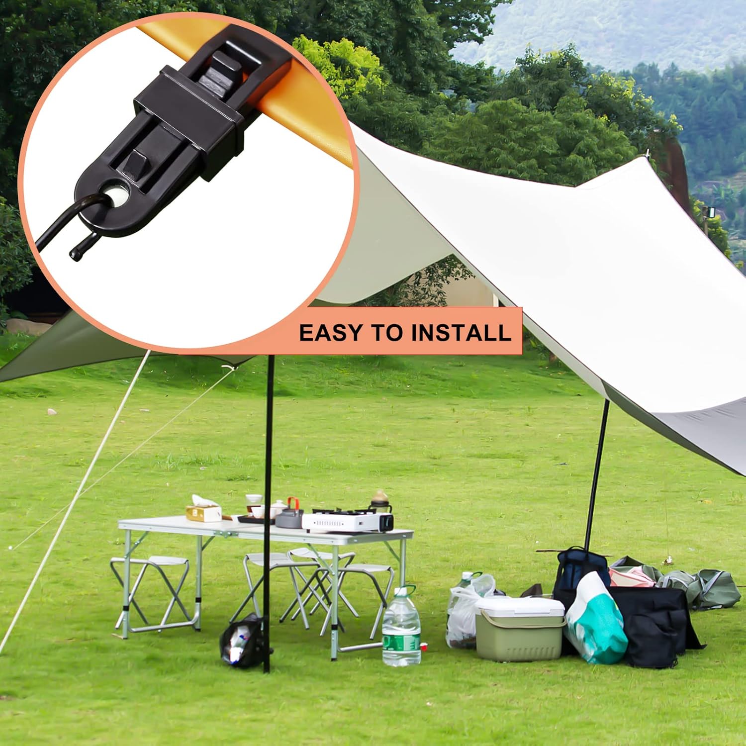 8 Pack Black Tarp Clips with Eyelets Heavy Duty Tent Canvas Clamps for Camping Caravan Awning Boat Outdoor Use - Image 2