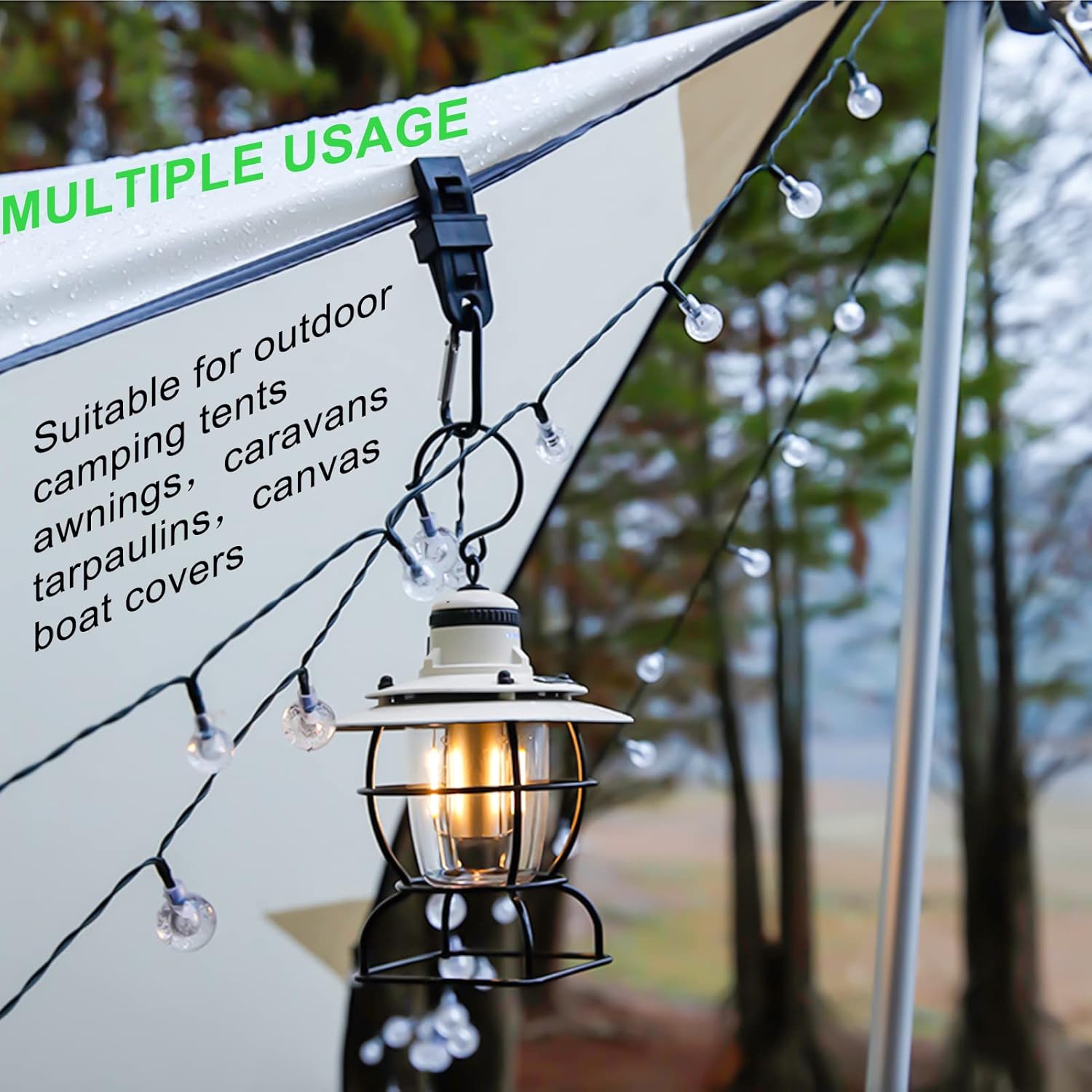 8 Pack Black Tarp Clips with Eyelets Heavy Duty Tent Canvas Clamps for Camping Caravan Awning Boat Outdoor Use - Image 4
