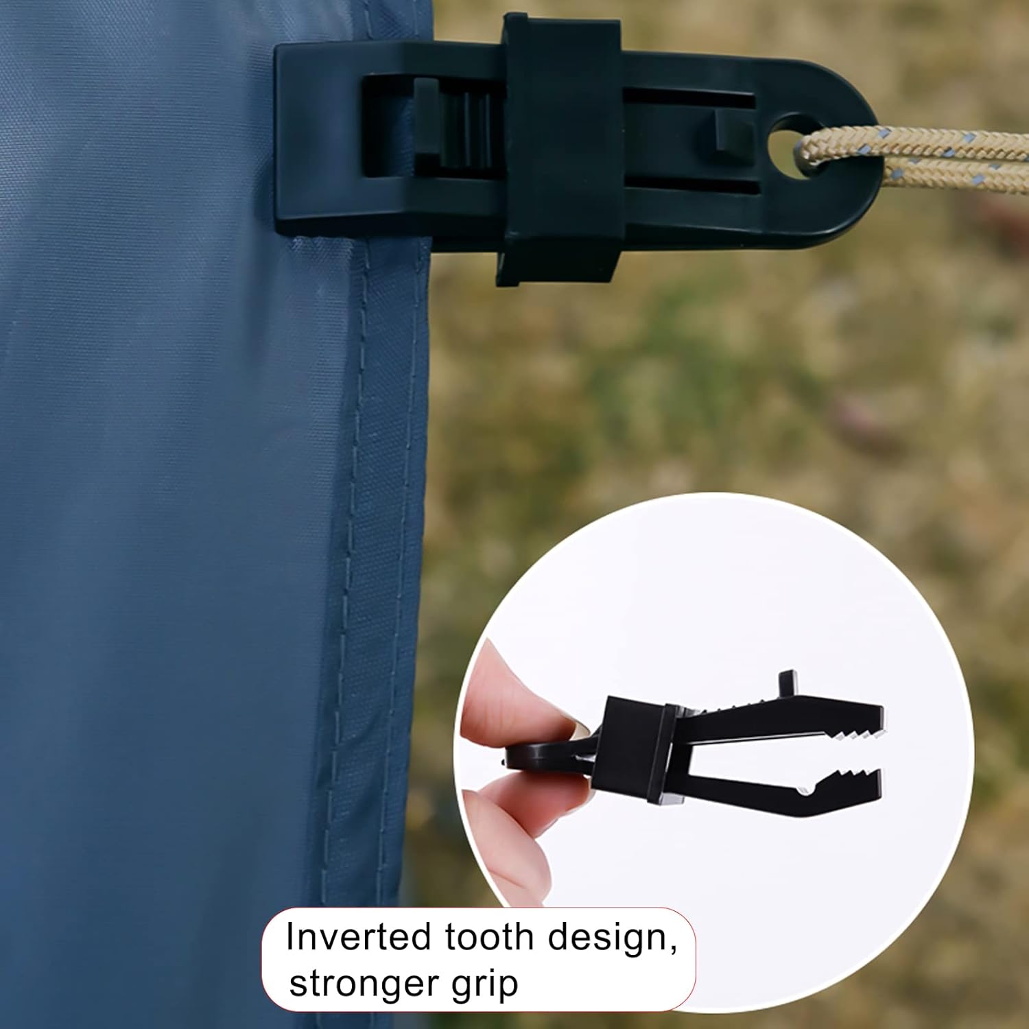 8 Pack Black Tarp Clips with Eyelets Heavy Duty Tent Canvas Clamps for Camping Caravan Awning Boat Outdoor Use - Image 5