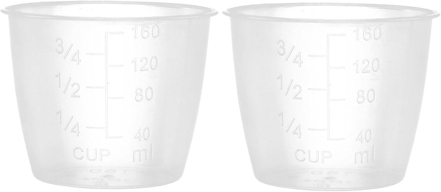 2 Pack Transparent 3/4 Cup Double Rimmed Pet Food Measuring Cups for Dog Food and Rice - Image 1