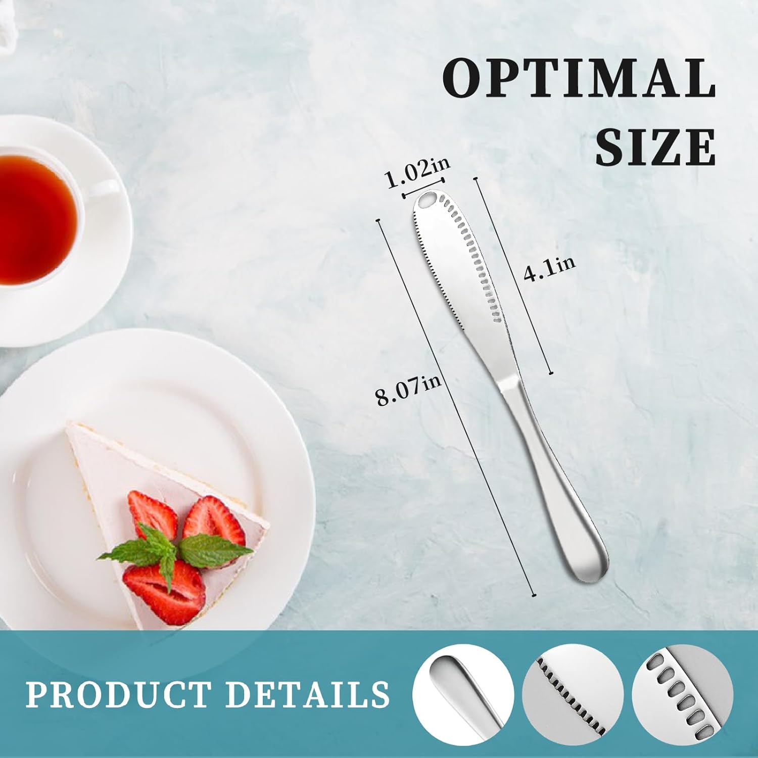 2 Pack 3-in-1 Stainless Steel Butter Spreader with Holes Cold Butter Knife Suitable for Cheese Peanuts - Image 2
