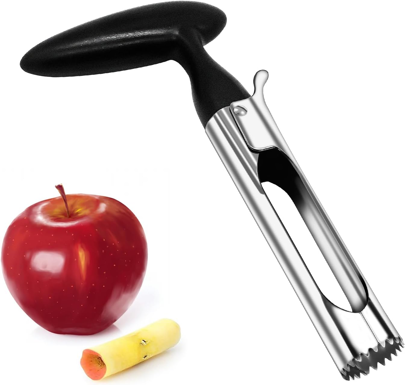 1 Piece Black Stainless Steel Fruit and Vegetable Corer Easy to Press Quick Core Removal Anti-Slip Handle Dishwasher Safe - Image 1