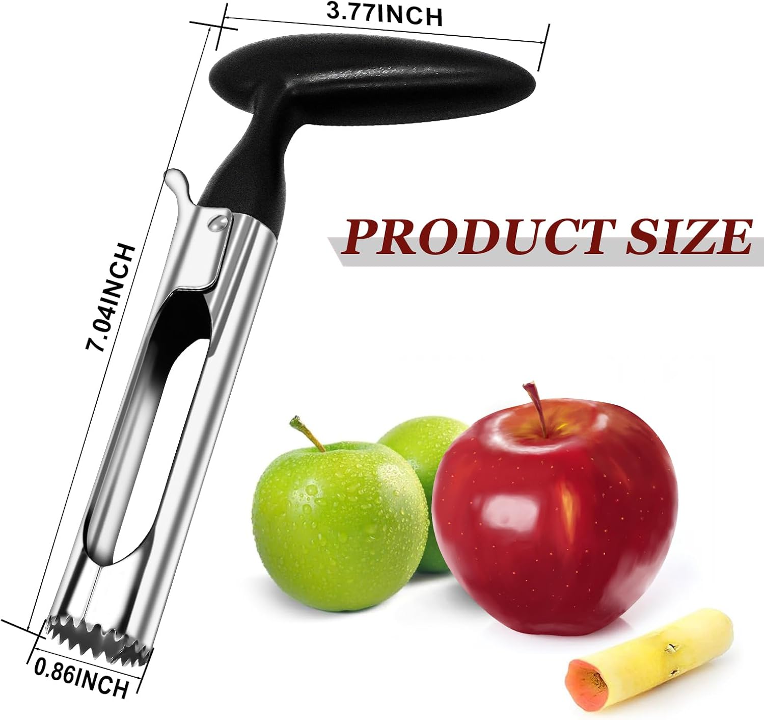 1 Piece Black Stainless Steel Fruit and Vegetable Corer Easy to Press Quick Core Removal Anti-Slip Handle Dishwasher Safe - Image 4
