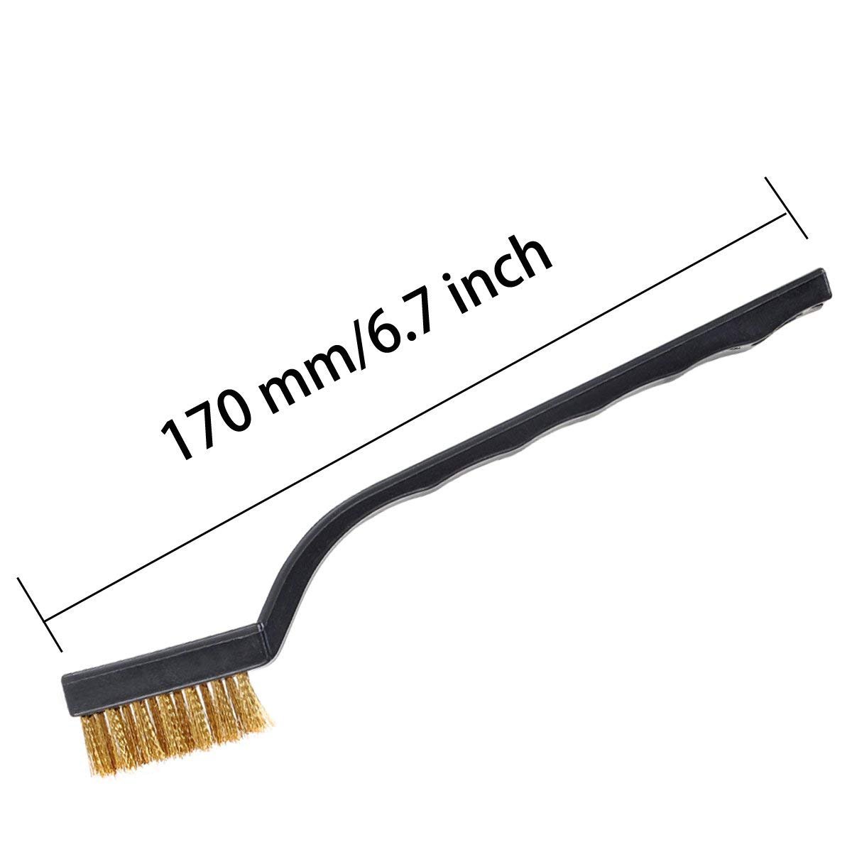12-Piece Stainless Steel & Brass Wire Brush Set with Scraper and Bent Handle for Cleaning Weld Slag and Rust - Image 3