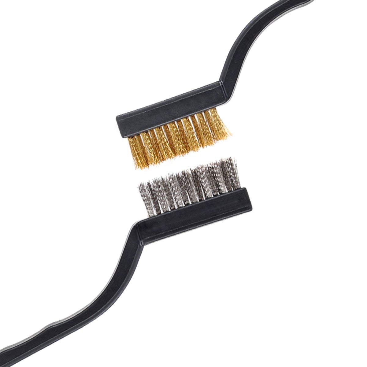 12-Piece Stainless Steel & Brass Wire Brush Set with Scraper and Bent Handle for Cleaning Weld Slag and Rust - Image 4