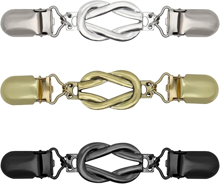 3-Pack Clothing Clips for Women & Men Waist Trouser Shirt Collar Scarf Card Holders Secure Dress Pants Waistline Adjustable Fashion Accessory - Image 1