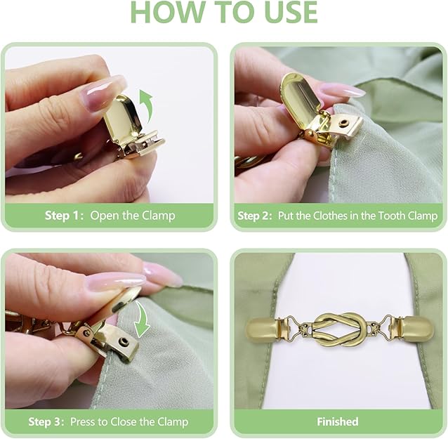 3-Pack Clothing Clips for Women & Men Waist Trouser Shirt Collar Scarf Card Holders Secure Dress Pants Waistline Adjustable Fashion Accessory - Image 3