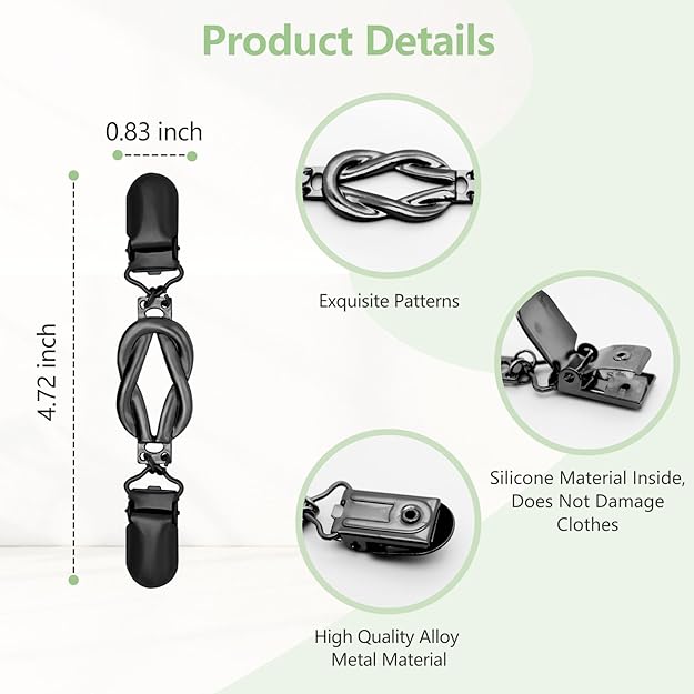 3-Pack Clothing Clips for Women & Men Waist Trouser Shirt Collar Scarf Card Holders Secure Dress Pants Waistline Adjustable Fashion Accessory - Image 4