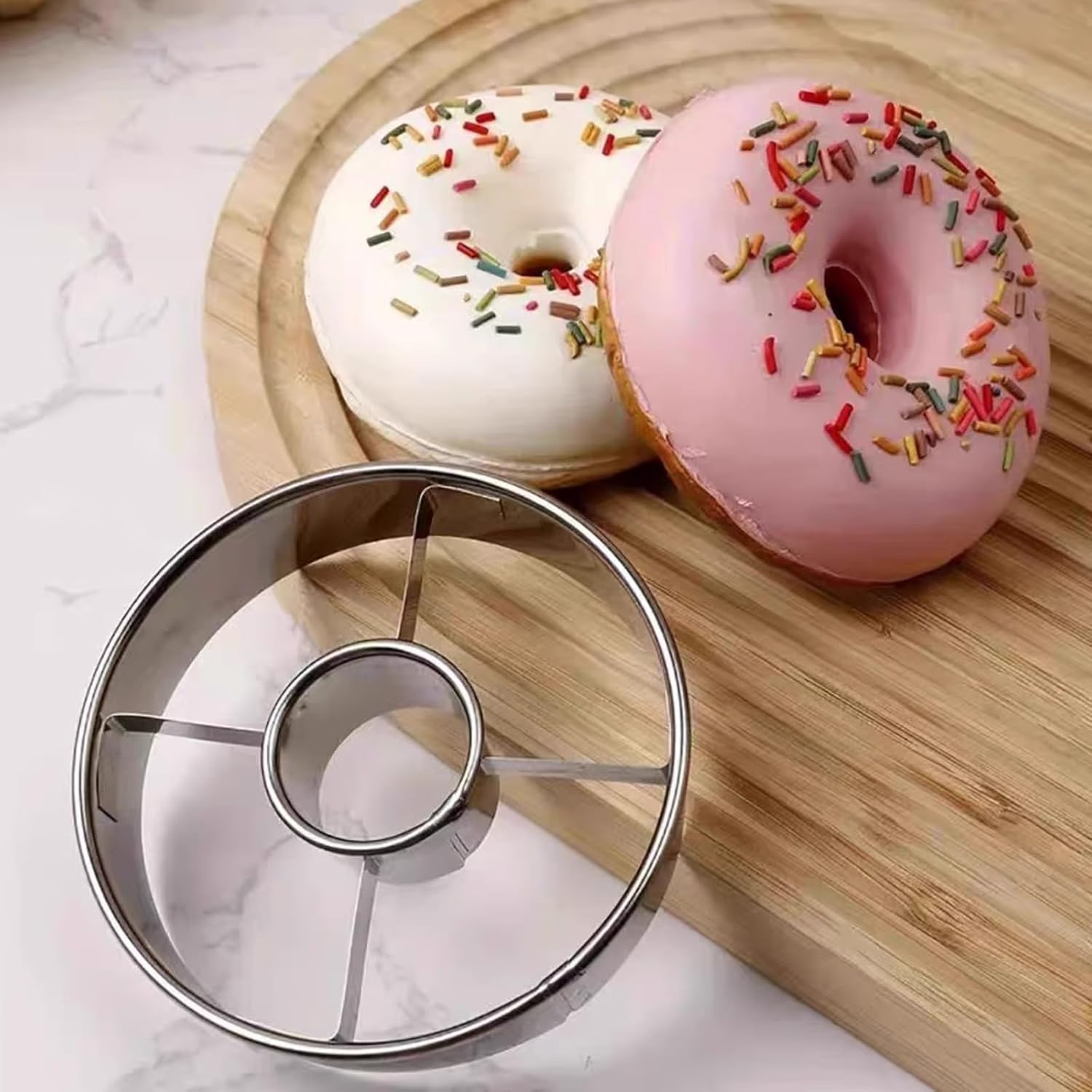 2 Pack 3.86 Inch Stainless Steel Donut Molds Professional Baking Tools for Perfect Donuts Bagels Cookies and More - Image 3