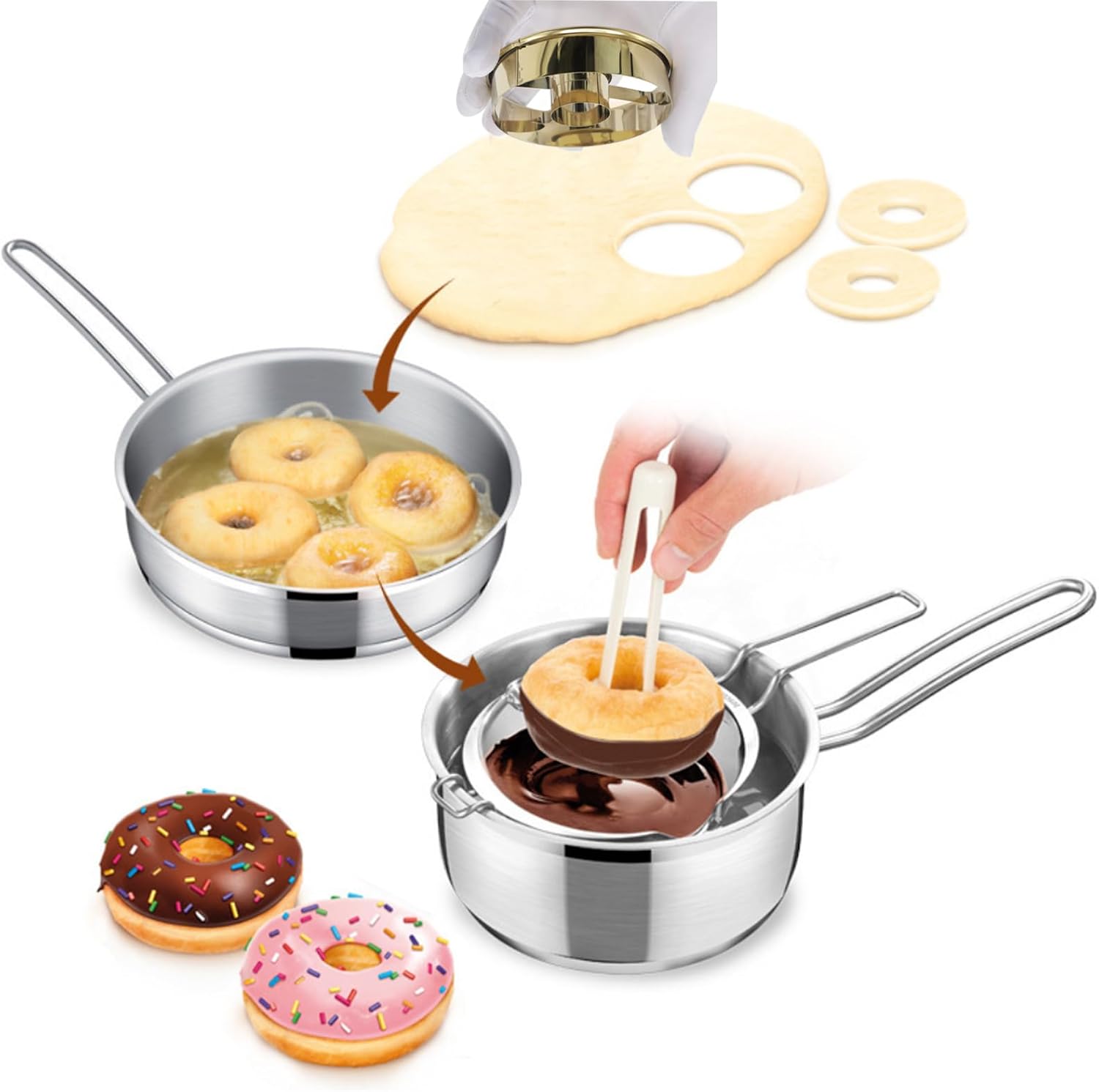 2 Pack 3.86 Inch Stainless Steel Donut Molds Professional Baking Tools for Perfect Donuts Bagels Cookies and More - Image 4