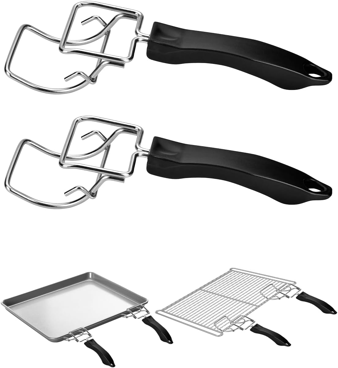 2-Piece Air Fryer Oven Baking Tray Puller Set - Oven Rack Puller Clip Handle Accessory for Air Fryers and Ovens - Image 1