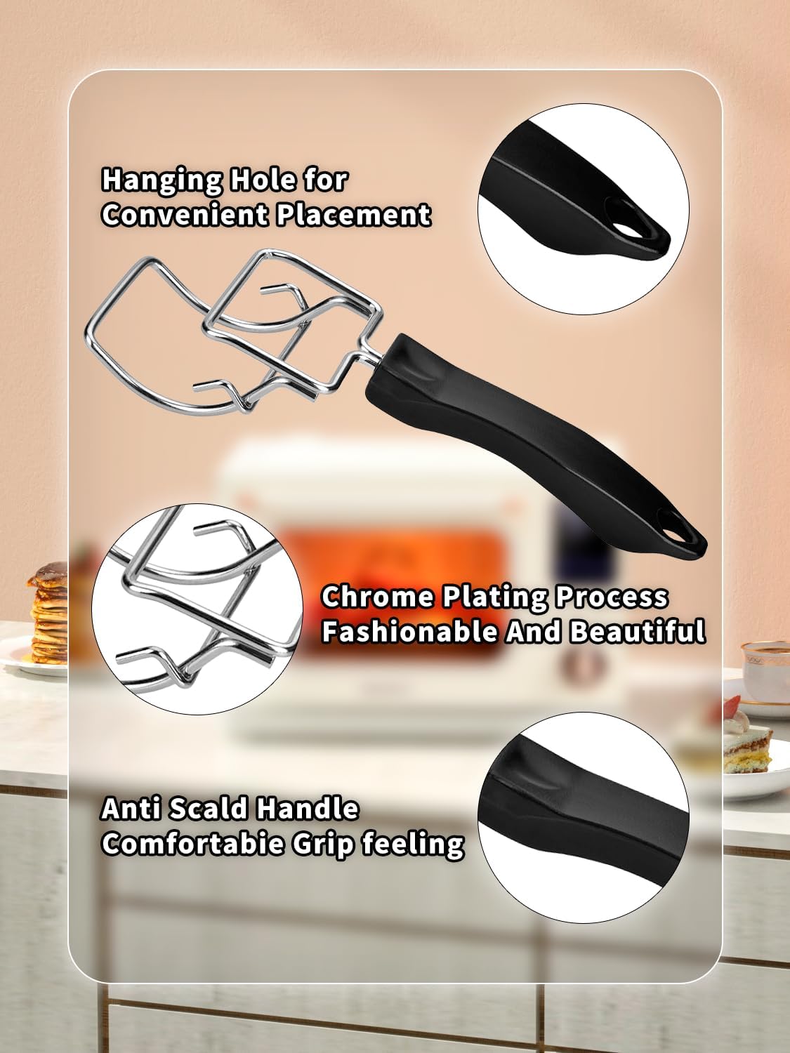 2-Piece Air Fryer Oven Baking Tray Puller Set - Oven Rack Puller Clip Handle Accessory for Air Fryers and Ovens - Image 3