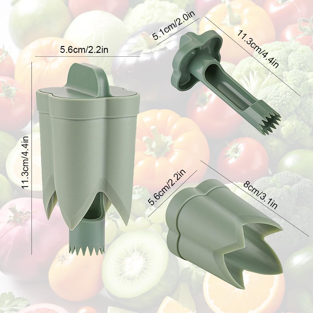 2-in-1 Green Capsicum Slicer and Seed Remover Tool - Fast Vegetable Seed Extractor Kitchen Gadget for Paprika - Image 4