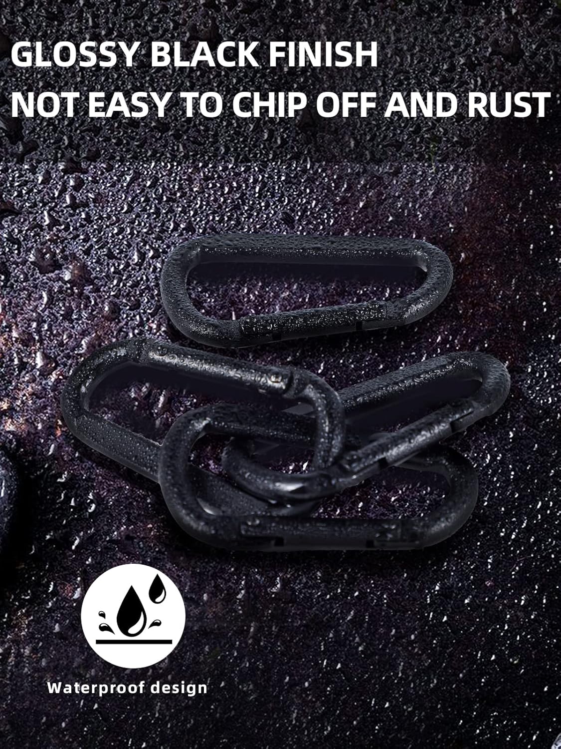 2 Pack Aluminum Black D-Shaped Carabiner 8cm - Camping Outdoor Keychain Clip for Backpack Keys - Image 5