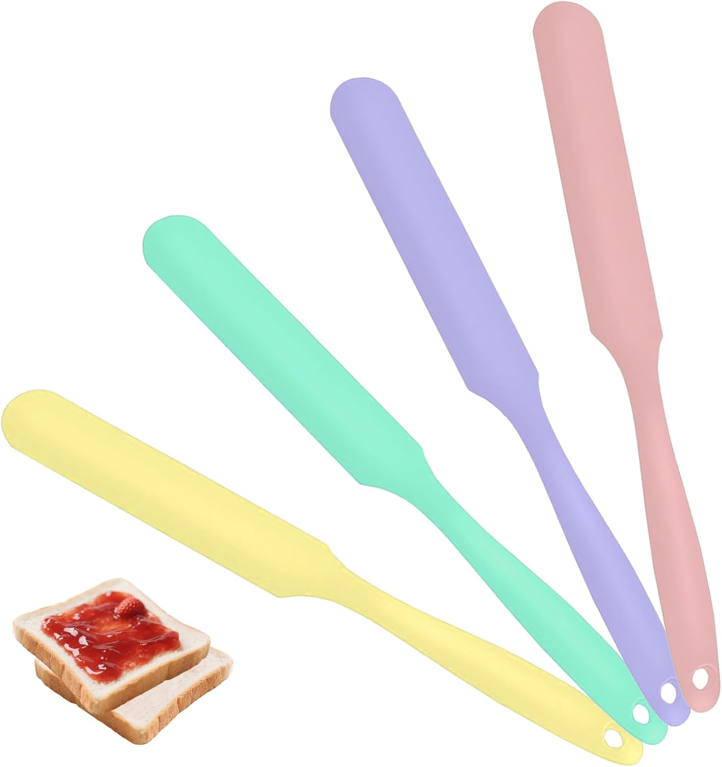 4 Piece Silicone Scraper Set 24cm Flexible Spatulas for Mixing Spreading Jars Bottles - Image 1