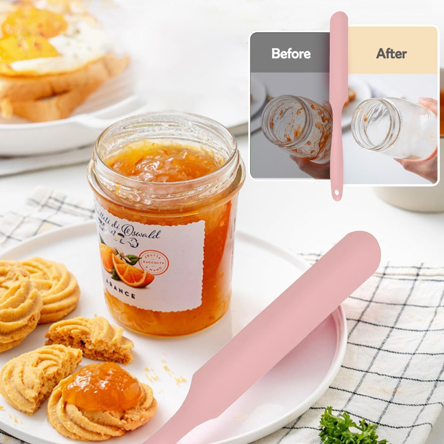 4 Piece Silicone Scraper Set 24cm Flexible Spatulas for Mixing Spreading Jars Bottles - Image 2