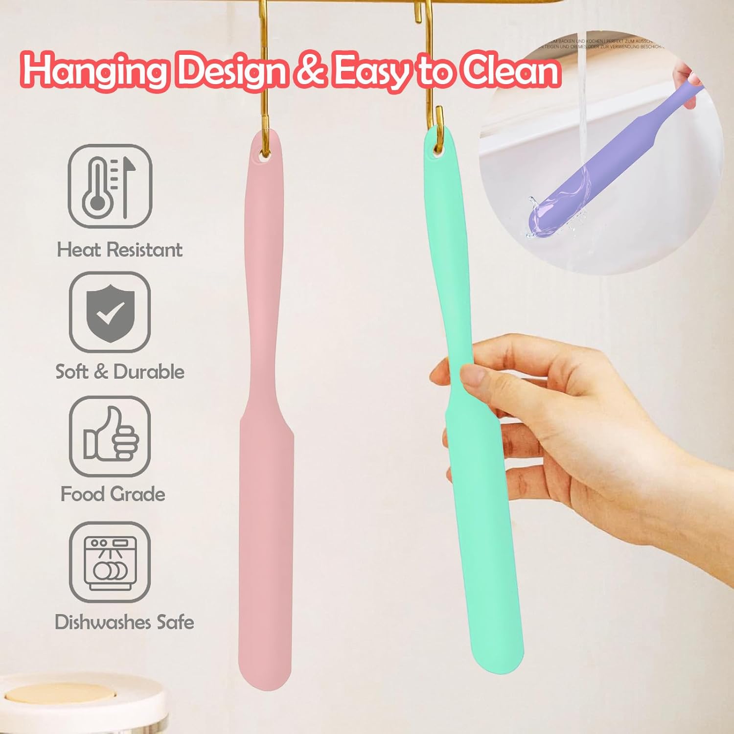 4 Piece Silicone Scraper Set 24cm Flexible Spatulas for Mixing Spreading Jars Bottles - Image 4