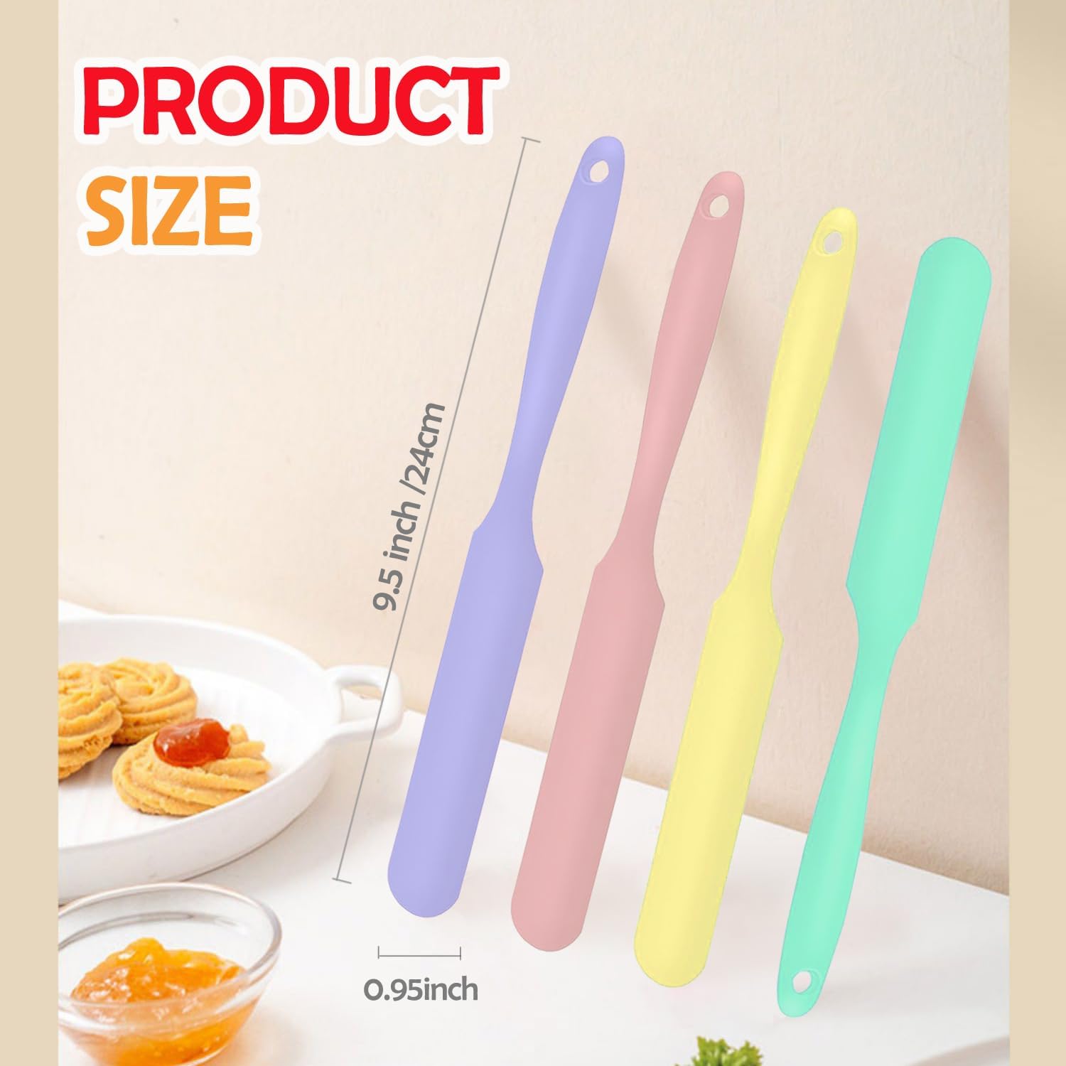 4 Piece Silicone Scraper Set 24cm Flexible Spatulas for Mixing Spreading Jars Bottles - Image 5