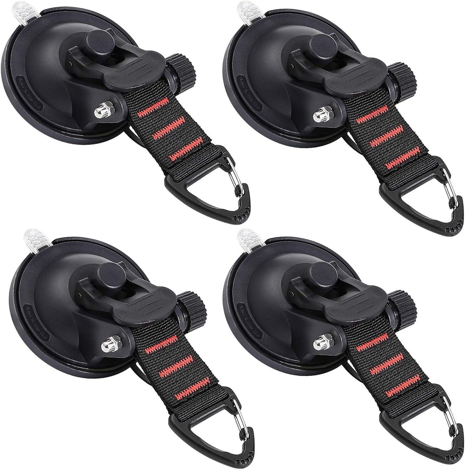 Strong Suction Hooks 4 Pack for Caravans Boats Window Glass - Heavy Duty Mounting Hooks with Fasteners - Secure Grip Camping Accessories - Image 1