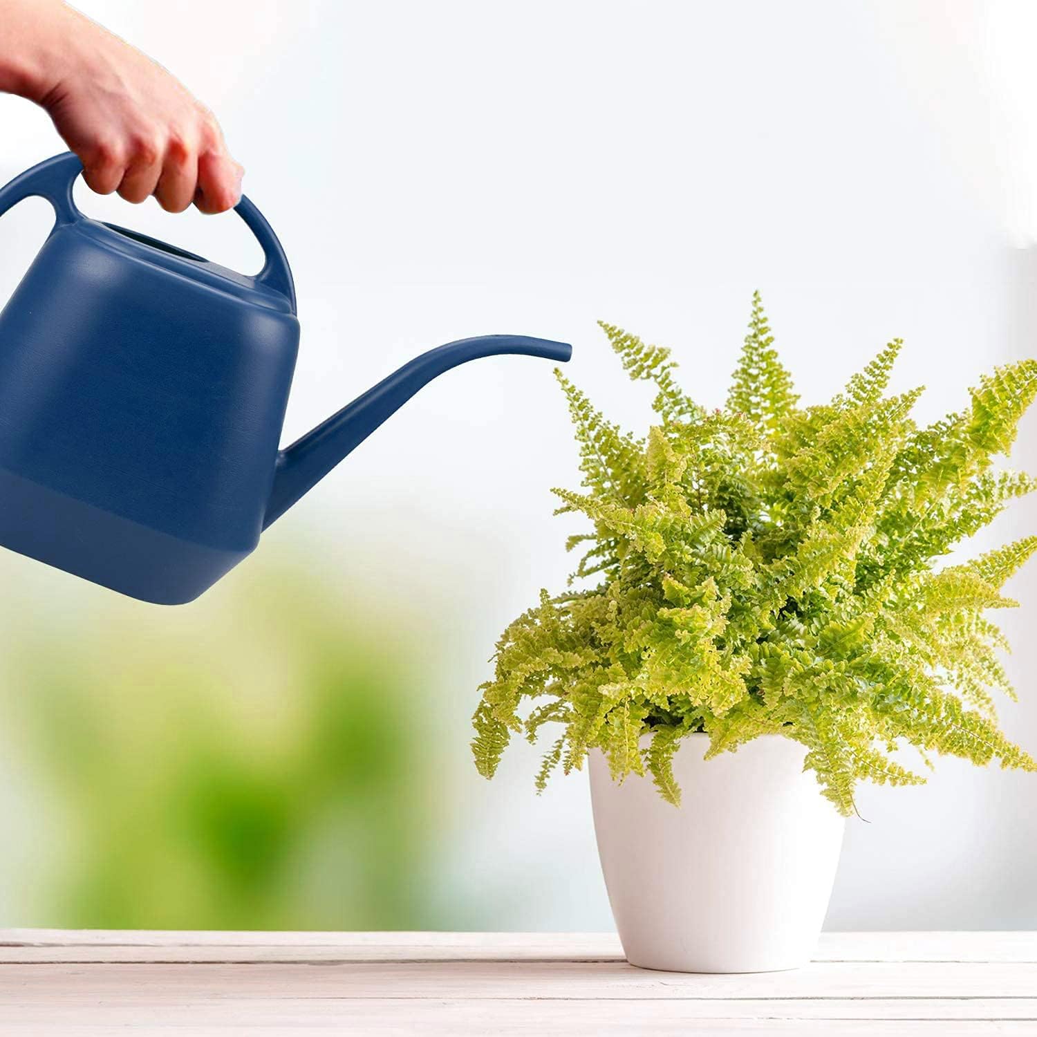 1 Gallon Blue Watering Can for Indoor Outdoor Plants - Image 7