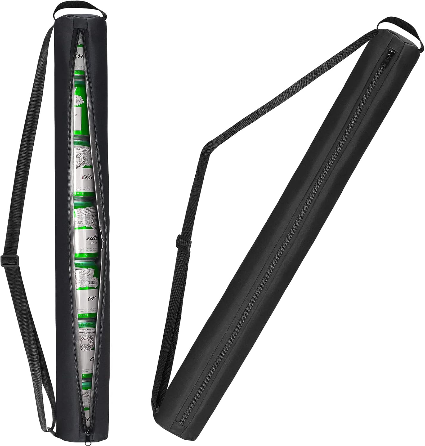 Universal Body Type Black Beer Can Warmer Sleeve for 7 Cans Golf Ball and Bag Warmer - Image 1