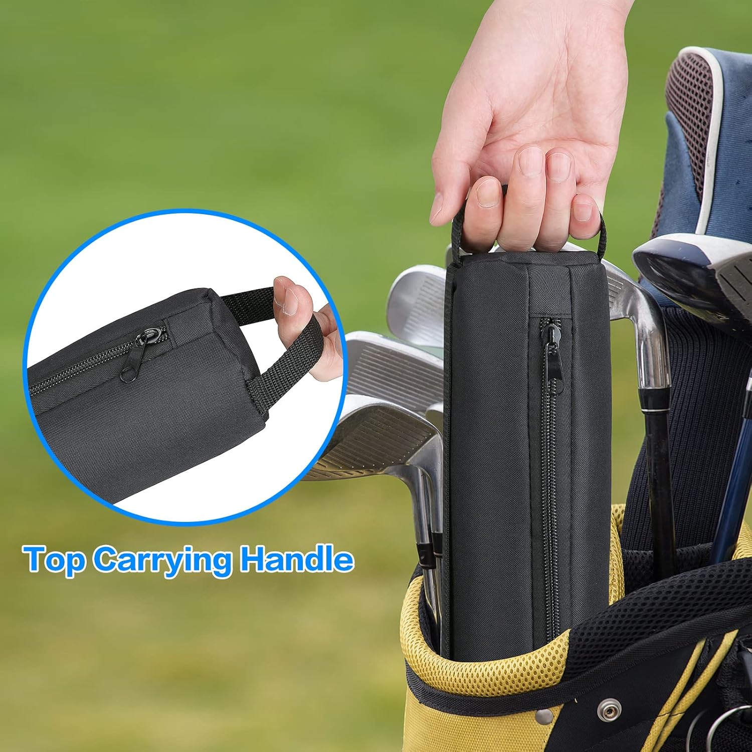 Universal Body Type Black Beer Can Warmer Sleeve for 7 Cans Golf Ball and Bag Warmer - Image 4