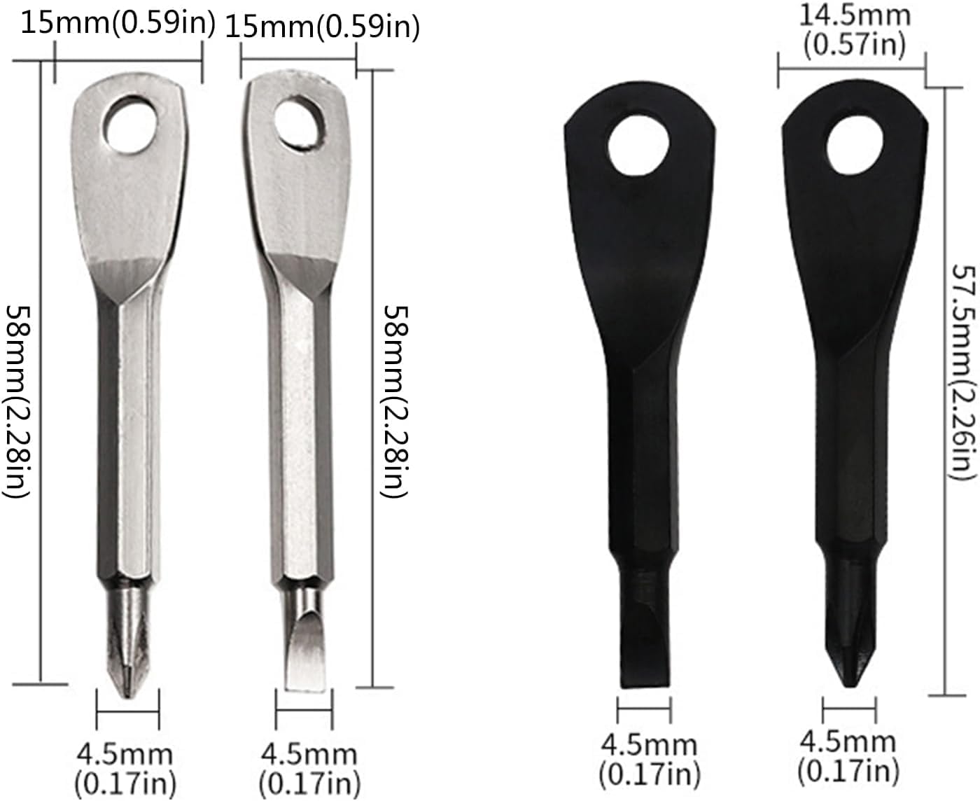 2-in-1 Keychain Screwdriver - Mini Double-Ended Flat & Cross Head - Stainless Steel - Pocket-Sized Tool - Silver - Image 2
