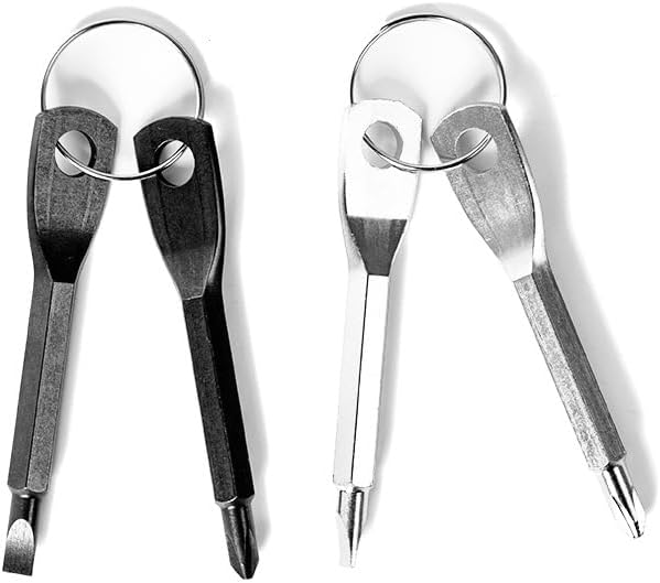 2-in-1 Keychain Screwdriver - Mini Double-Ended Flat & Cross Head - Stainless Steel - Pocket-Sized Tool - Silver - Image 7
