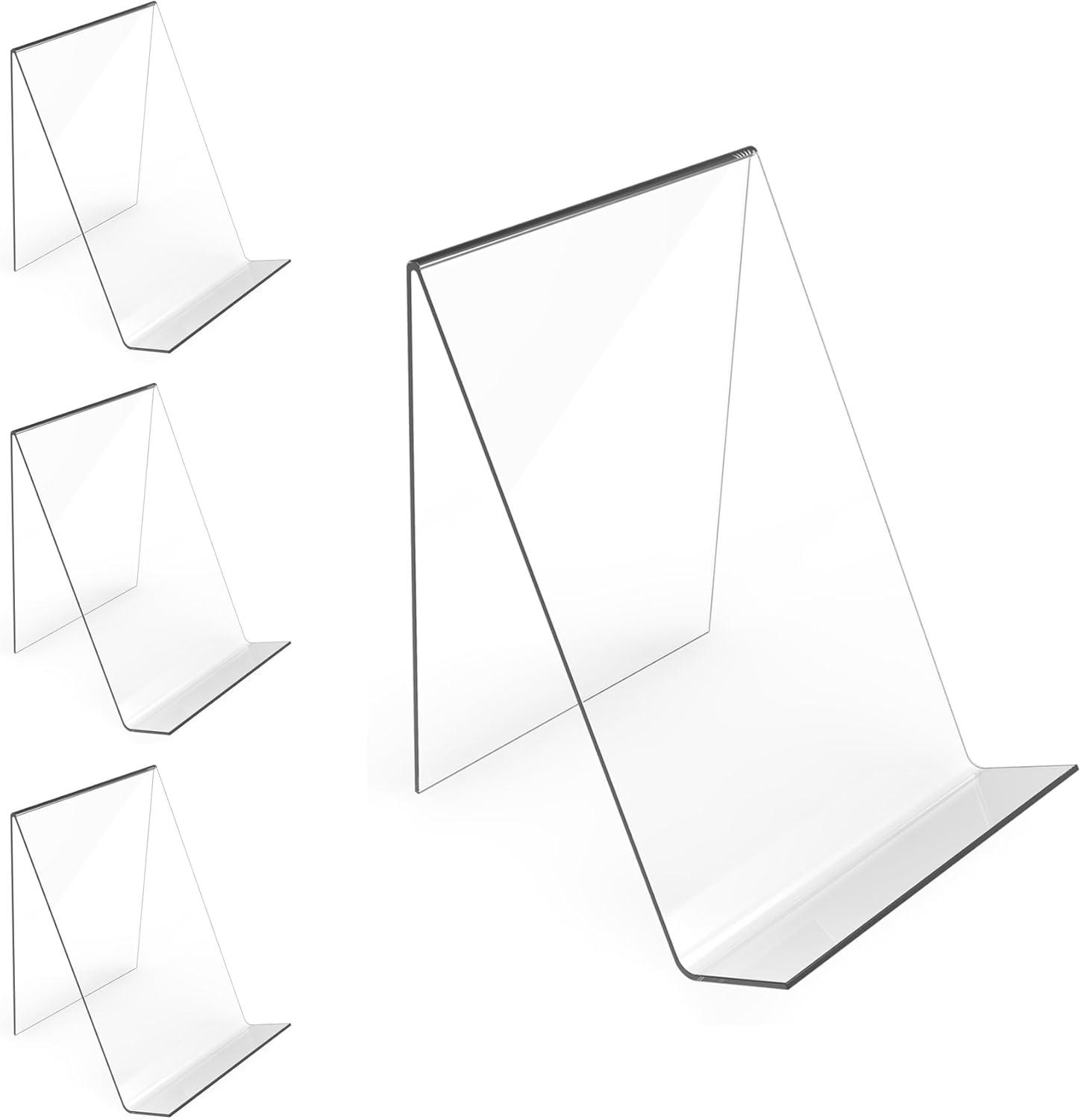 4-Pack Acrylic Open Shelving Unit - Transparent Display Rack for Books Photos Artworks - Multi-Purpose Tablet Stand and Card Holder - Image 1