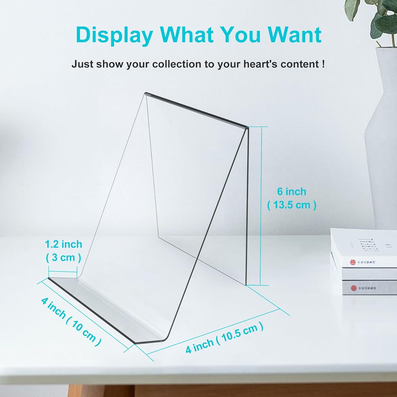 4-Pack Acrylic Open Shelving Unit - Transparent Display Rack for Books Photos Artworks - Multi-Purpose Tablet Stand and Card Holder - Image 2