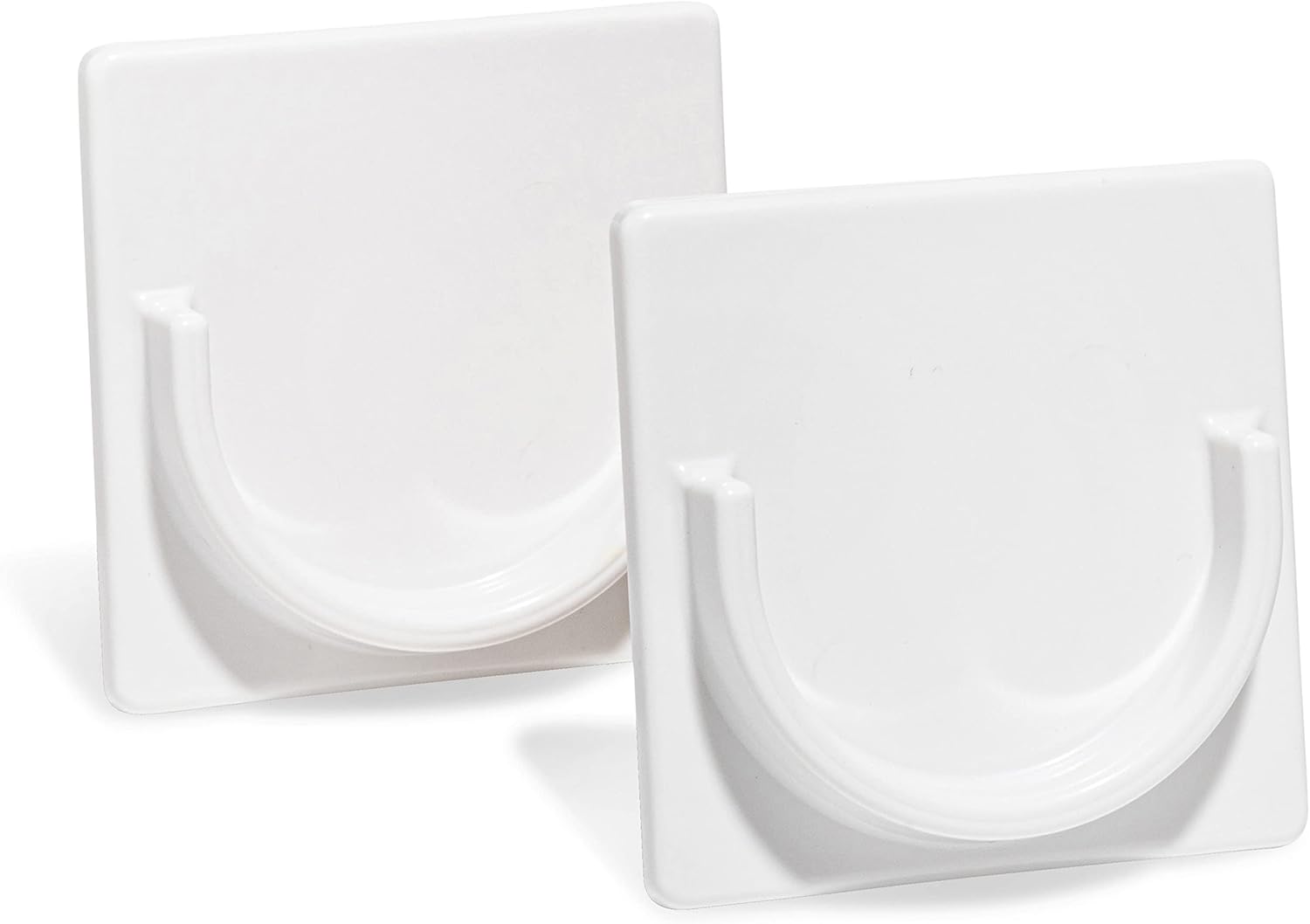 2 Pack White No Drill Shower Curtain Rod Holder Self Adhesive Wall Mounted Bracket - Image 1